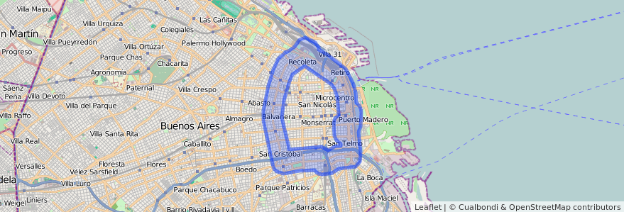 Copertura del trasporto pubblico della linea 62 a Ciudad Autónoma de Buenos Aires.