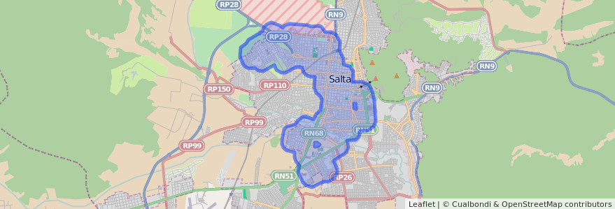 تغطية النقل العام للخط Corredor 3 في Salta.