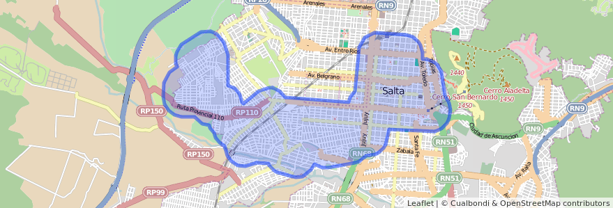 Copertura del trasporto pubblico della linea Corredor 4 a Salta.