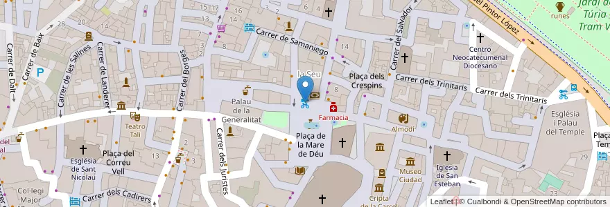 Mapa de ubicacion de 004 Plaça de la Mare de Déu - Batlia en Spagna, Comunitat Valenciana, Valencia, Comarca De València, Valencia.