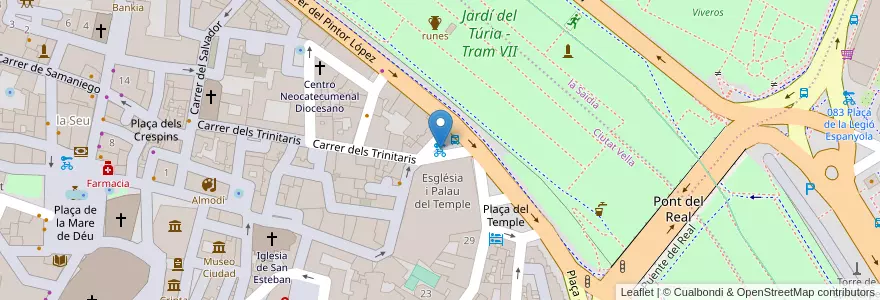Mapa de ubicacion de 005 Pintor López - Plaça Poeta Llorente en Испания, Валенсия, Валенсия, Comarca De València, Валенсия.