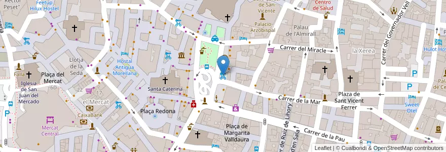 Mapa de ubicacion de 008 Plaça de la Reina - Mar en スペイン, バレンシア州, València / Valencia, Comarca De València, València.