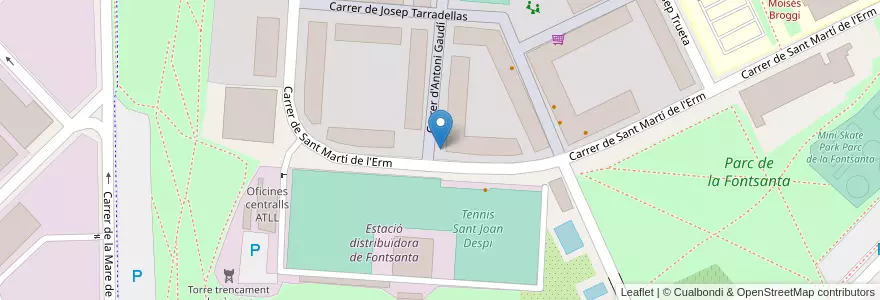 Mapa de ubicacion de 010 Tennis Sant Joan Despí en Spanje, Catalonië, Barcelona, Baix Llobregat, Sant Joan Despí.
