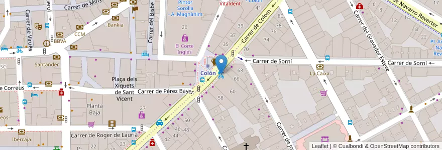Mapa de ubicacion de 016 Colón I en 스페인, Comunitat Valenciana, València / Valencia, Comarca De València, València.