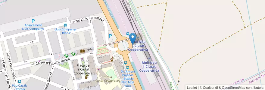 Mapa de ubicacion de 021 FGC Cooperativa - Molí Nou en Spain, Catalonia, Barcelona, Baix Llobregat, Sant Boi De Llobregat.