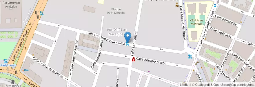 Mapa de ubicacion de 024 Calle León XIII en 스페인, Andalucía, Sevilla, 세비야.