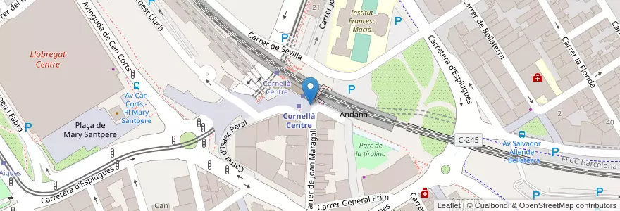 Mapa de ubicacion de 035 Plaça de l'Estació en スペイン, カタルーニャ州, Barcelona, Baix Llobregat, Cornellà De Llobregat.