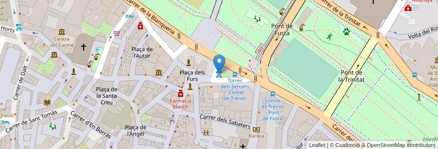 Mapa de ubicacion de 036 Plaça dels Furs - Comte de Trénor en إسبانيا, منطقة بلنسية, فالنسيا, Comarca De València, فالنسيا.