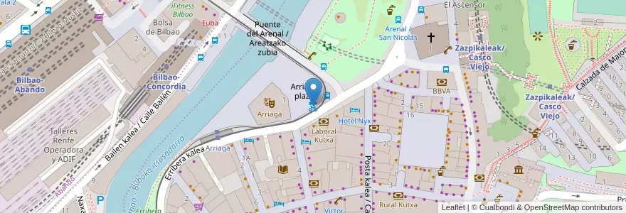 Mapa de ubicacion de 04-ARRIAGA en Испания, Страна Басков, Bizkaia, Bilboaldea, Бильбао.
