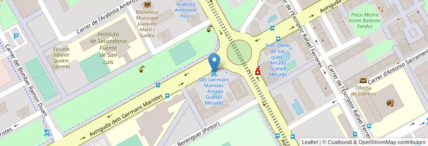 Mapa de ubicacion de 045 Germans Maristes - Amado Granell Mesado en İspanya, Comunitat Valenciana, València / Valencia, Comarca De València, València.