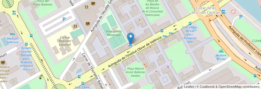 Mapa de ubicacion de 046 Institut Obrer de València - Luis Arcas en España, Comunitat Valenciana, València / Valencia, Comarca De València, València.