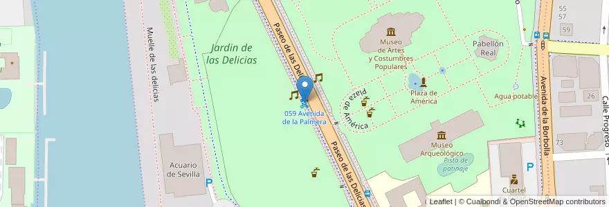 Mapa de ubicacion de 059 Avenida de la Palmera en スペイン, アンダルシア州, Sevilla, セビリア.