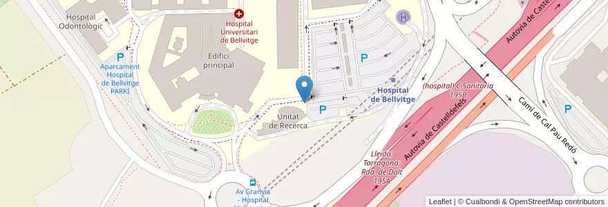 Mapa de ubicacion de 075 METRO L1 - Hospital de Bellvitge en إسبانيا, كتالونيا, برشلونة, بارسلونس, L'Hospitalet De Llobregat.