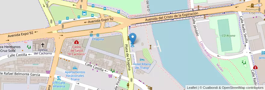 Mapa de ubicacion de 077 Plaza Chapina en Spagna, Andalucía, Sevilla, Siviglia.