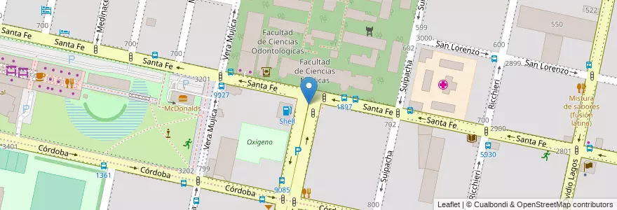 Mapa de ubicacion de 08 - Facultad de Medicina en Аргентина, Санта-Фе, Departamento Rosario, Municipio De Rosario, Росарио.