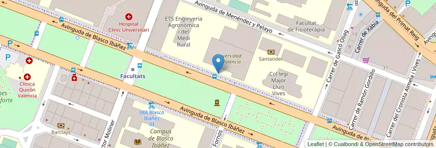 Mapa de ubicacion de 089 Blasco Ibáñez - Filosofia i Psicologia en 스페인, Comunitat Valenciana, València / Valencia, Comarca De València, València.