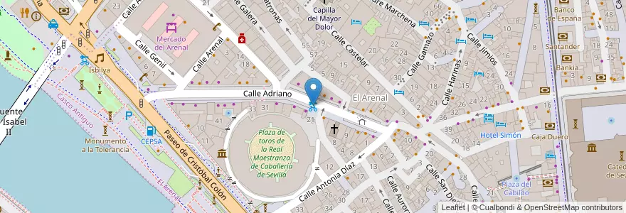 Mapa de ubicacion de 089 Calle Adriano en İspanya, Andalucía, Sevilla, Sevilla.