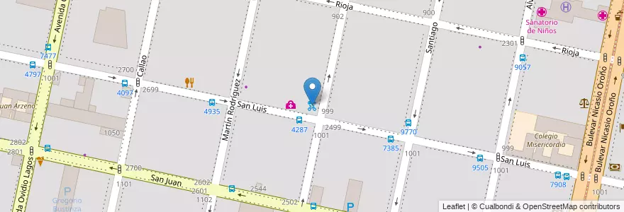 Mapa de ubicacion de 09 - Calle Pueyrredón en アルゼンチン, サンタフェ州, Departamento Rosario, Municipio De Rosario, ロサリオ.