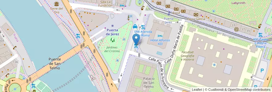 Mapa de ubicacion de 090 Calle Roma en Spanien, Andalusien, Sevilla, Sevilla.