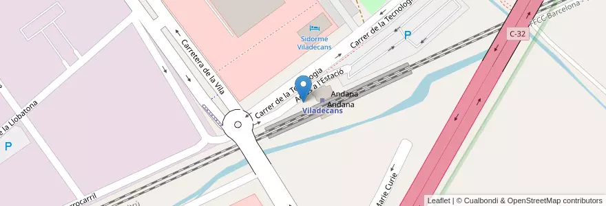 Mapa de ubicacion de 090 Estació RENFE 3 en Испания, Каталония, Барселона, Баш-Льобрегат, Viladecans.
