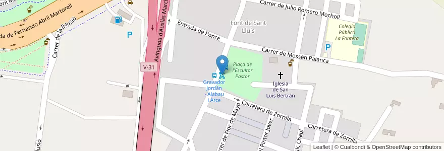 Mapa de ubicacion de 091 Gravador Jordán - Escultor Pastor en スペイン, バレンシア州, València / Valencia, Comarca De València, València.