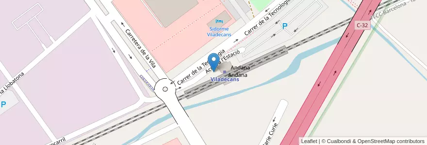 Mapa de ubicacion de 092 Estació RENFE 2 en スペイン, カタルーニャ州, Barcelona, Baix Llobregat, Viladecans.