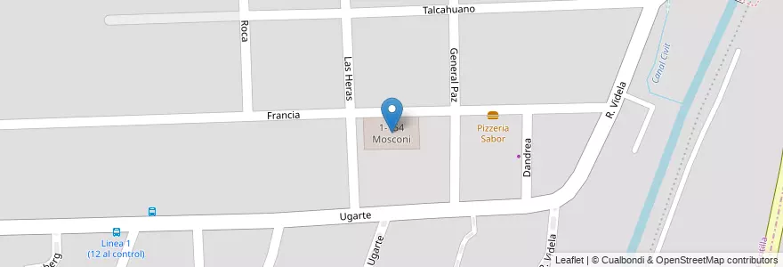 Mapa de ubicacion de 1-154 Mosconi en アルゼンチン, チリ, メンドーサ州, Departamento Luján De Cuyo, Godoy Cruz, Luján De Cuyo, Distrito La Puntilla.
