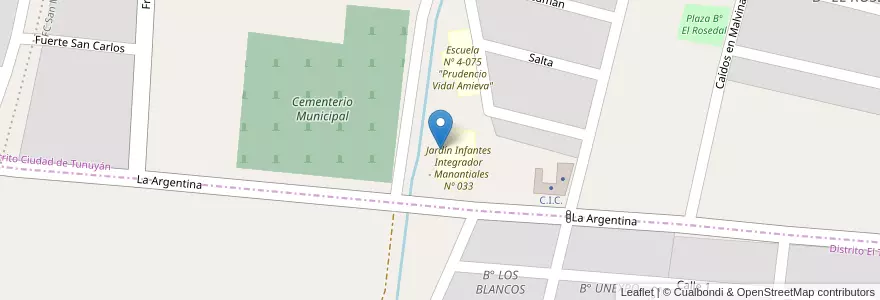 Mapa de ubicacion de 1-632 "Maestro Alberto Derani" en Argentinien, Chile, Mendoza, Departamento Tunuyán, Distrito El Totoral.