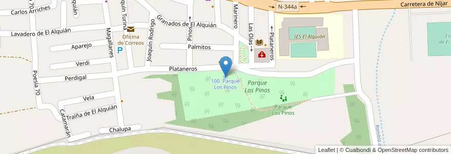 Mapa de ubicacion de 100. Parque Los Pinos en إسبانيا, أندلوسيا, ألمرية, ألمرية.