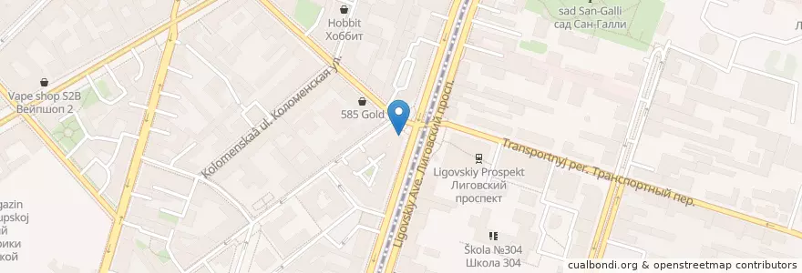 Mapa de ubicacion de Райский сад en Russland, Föderationskreis Nordwest, Oblast Leningrad, Sankt Petersburg, Центральный Район, Владимирский Округ.