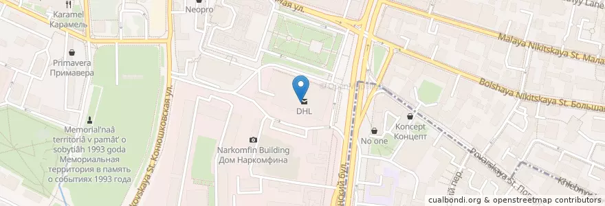 Mapa de ubicacion de DHL en Russia, Distretto Federale Centrale, Москва, Центральный Административный Округ, Пресненский Район.