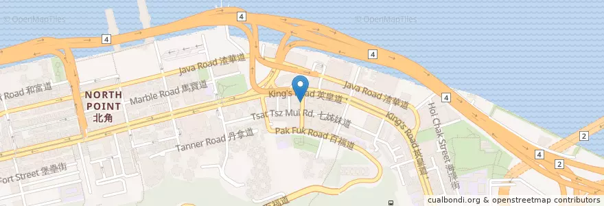 Mapa de ubicacion de 北角（健康中街） North Point (Healthy Street Central) en China, Guangdong, Hongkong, Hong Kong Island, New Territories, 東區 Eastern District.