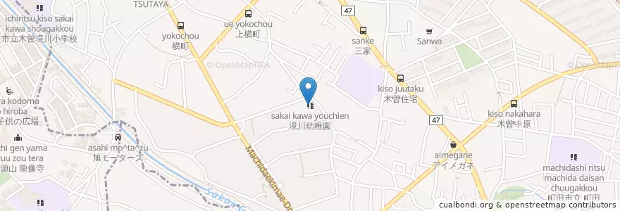 Mapa de ubicacion de 境川幼稚園 en 일본, 도쿄도, 町田市.