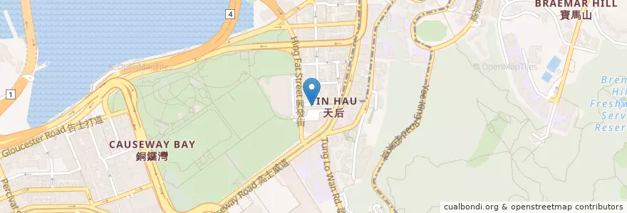 Mapa de ubicacion de Tin Hau en Çin, Guangdong, Hong Kong, Hong Kong Adası, Yeni Bölgeler, 灣仔區 Wan Chai District.