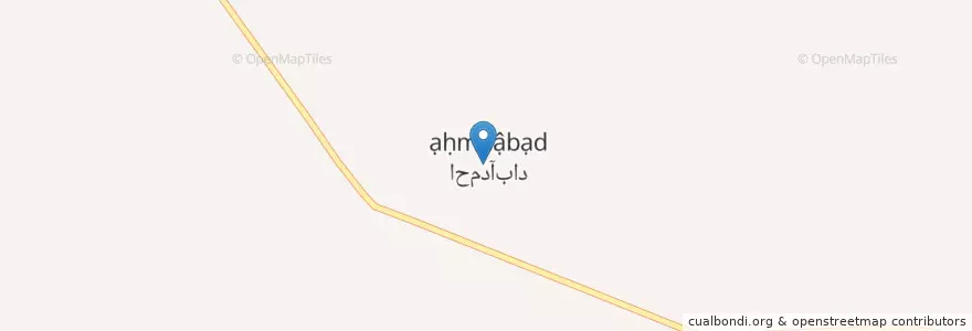 Mapa de ubicacion de احمدآباد en 이란, استان فارس, شهرستان مرودشت, بخش مرکزی شهرستان مرودشت, دهستان رودبال, احمدآباد.