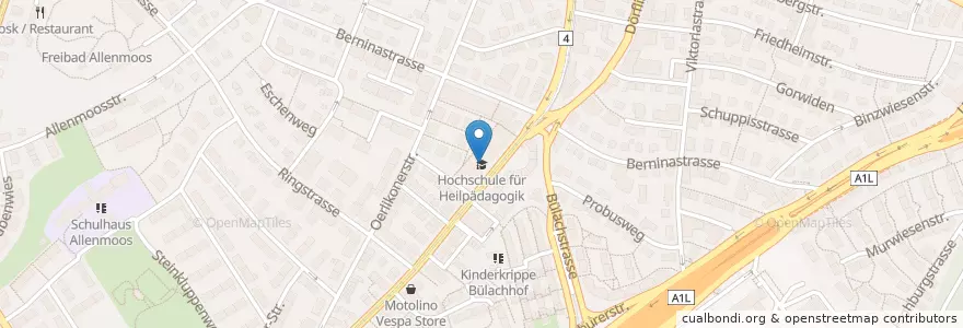 Mapa de ubicacion de Interkantonale Hochschule für Heilpädagogik en Schweiz/Suisse/Svizzera/Svizra, Zürich, Bezirk Zürich, Zürich.