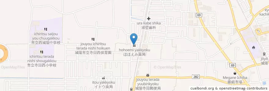 Mapa de ubicacion de ほほえみ薬局 en 日本, 京都府, 城陽市.