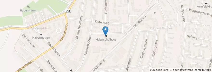 Mapa de ubicacion de Hebelschulhaus en 瑞士, Basel-Stadt, Riehen, Riehen.