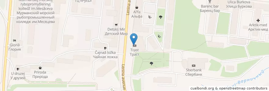 Mapa de ubicacion de Траст en Rusia, Северо-Западный Федеральный Округ, Мурманская Область, Городской Округ Мурманск.