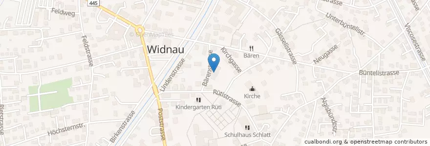 Mapa de ubicacion de Schulhaus Rüti en Switzerland, Sankt Gallen, Wahlkreis Rheintal, Widnau.