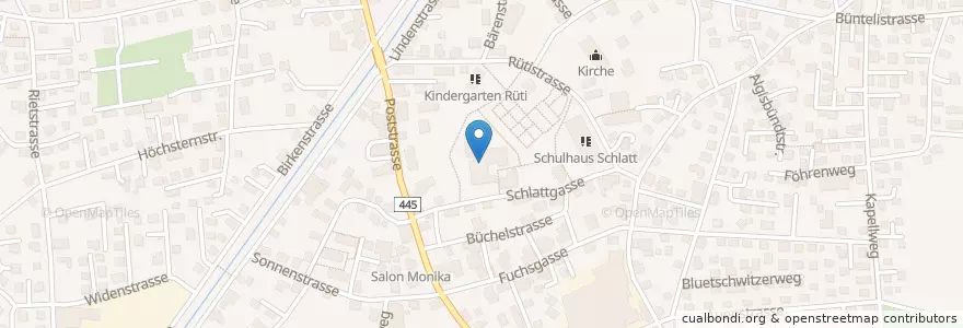 Mapa de ubicacion de Schulhaus Wyden en Suisse, Saint-Gall, Wahlkreis Rheintal, Widnau.