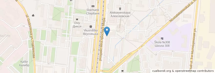 Mapa de ubicacion de Шоколадница en Россия, Центральный Федеральный Округ, Москва, Северо-Восточный Административный Округ, Останкинский Район.