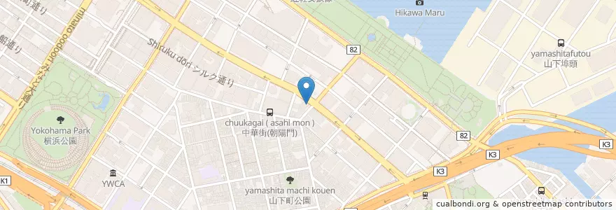 Mapa de ubicacion de 北京飯店 en 日本, 神奈川県, 横浜市, 中区.