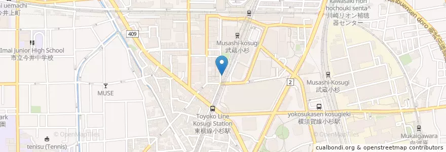 Mapa de ubicacion de てんや (Ten-ya) en ژاپن, 神奈川県, 川崎市, 中原区.