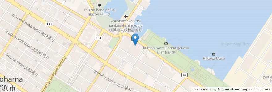 Mapa de ubicacion de カフェドラぺ en ژاپن, 神奈川県, 横浜市, 中区.