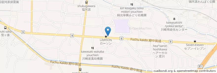 Mapa de ubicacion de ジョナサン en 일본, 가나가와현, 川崎市, 多摩区.