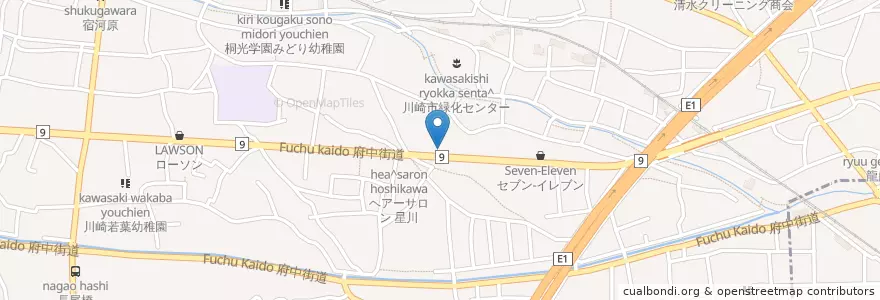 Mapa de ubicacion de とんでん 宿河原店 en Japan, Kanagawa Prefecture, Kawasaki, Tama Ward.