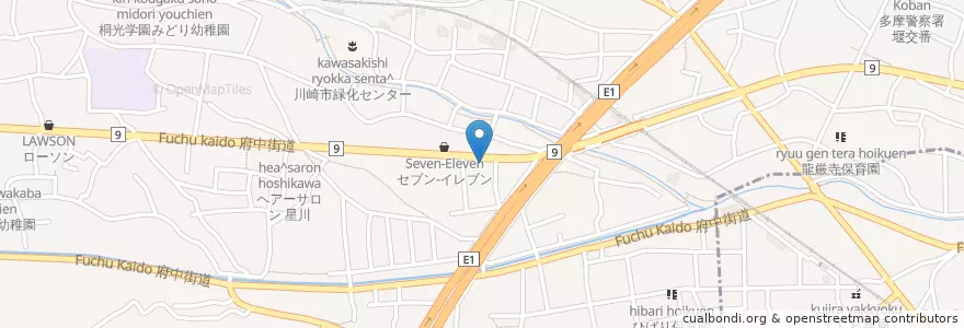 Mapa de ubicacion de ENEOS en Japonya, 神奈川県, 川崎市, 多摩区.