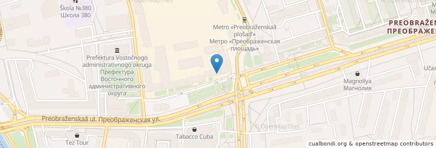 Mapa de ubicacion de 36,6 en Rusland, Centraal Federaal District, Moskou, Восточный Административный Округ, Район Преображенское.