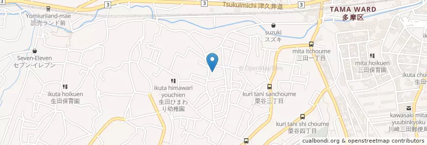 Mapa de ubicacion de 須賀神社 en 日本, 神奈川県, 川崎市, 多摩区.